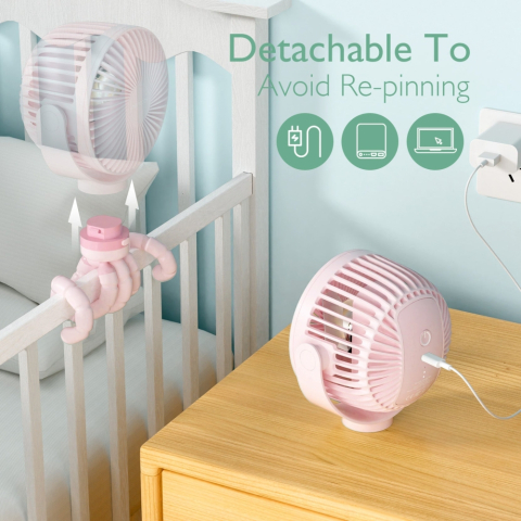 Ventilator portabil pentru carucior Momcozy Pink [6]