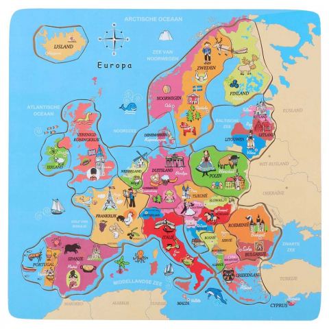 Jucarii si Jocuri - Puzzle din lemn Europa Marionette 19 piese
