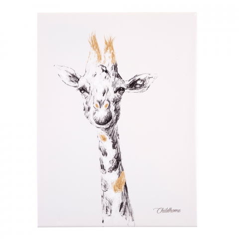 Mobilier si Lenjerie - Pictura in ulei Childhome 30x40 cm, Girafa cu detalii aurii