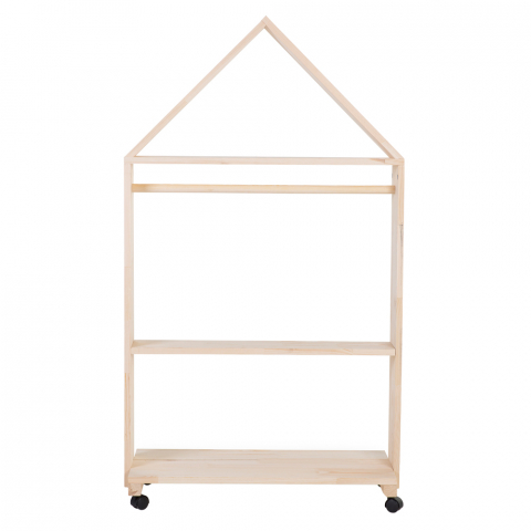 Mobilier si Lenjerie - Mobilier decorativ casuta cu roti Childhome 80x135 cm, Lemn Natural