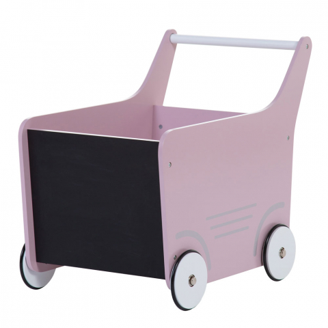 Mobilier si Lenjerie - Carucior cu spatiu depozitare si tabla de scris Childhome, Lemn Roz