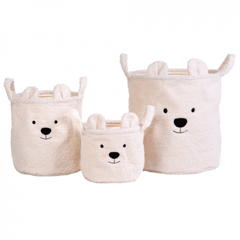 Mobilier si Lenjerie - Set 3 cosuri depozitare Childhome Teddy Alb