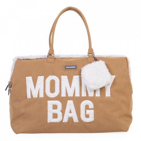 Transport si Relaxare - Geanta de infasat Childhome Mommy Bag, aspect piele intoarsa Bej