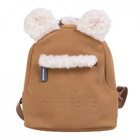 Transport si Relaxare - Rucsac pentru copii Childhome My First Bag, aspect piele intoarsa Bej