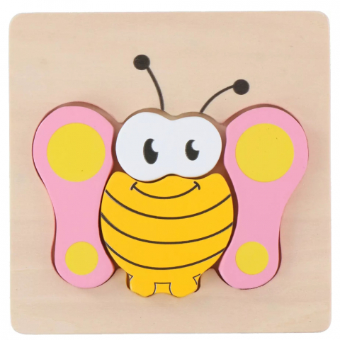 Jucarii si Jocuri - Puzzle din lemn Marionette Fluture 5 piese