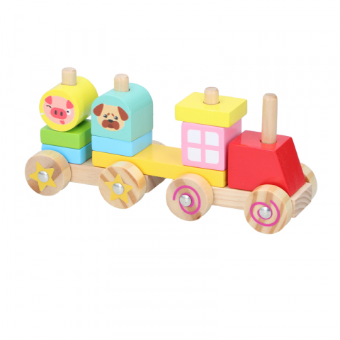 Jucarii si Jocuri - Set constructie din lemn Marionette Tren 11 piese