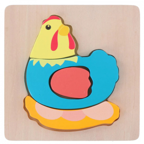 Jucarii si Jocuri - Puzzle din lemn Marionette Gaina 5 piese