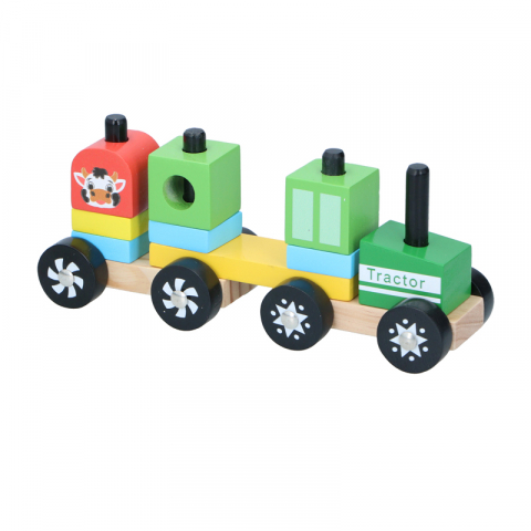 Jucarii si Jocuri - Set constructie din lemn Marionette Tractor 11 piese