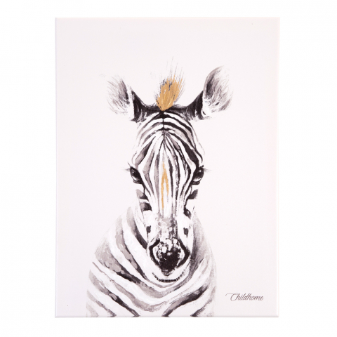 Mobilier si Lenjerie - Pictura in ulei Childhome 30x40 cm, Zebra cu detalii aurii