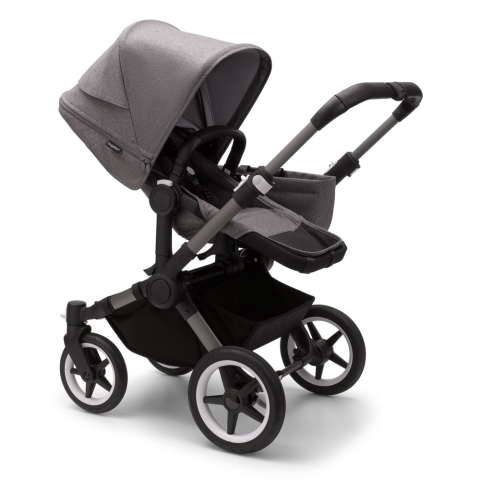 Carucioare gemeni - Carucior Bugaboo Donkey 5 Mono Graphite/Grey Melange