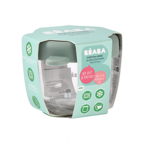 Alaptare si Hranire - Recipient ermetic sticla Beaba 150 ml Sage Green