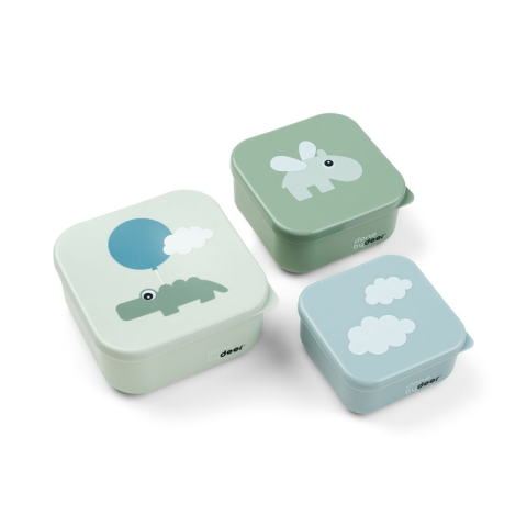 Recipiente & termosuri - Set 3 caserole pentru gustari Done by Deer Happy Clouds Green