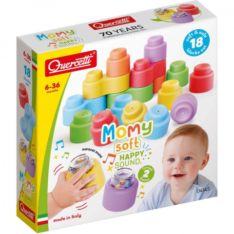 Jucarii si Jocuri - Set blocuri moi Quercetti Momy Soft Happy Sound 18 piese
