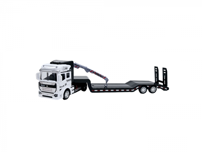 Camion din metal cu macara si platforma, Autospeciala Gunoi din metal transportabila, Functie pull-back, 33cm, Alb, +3ani, ERGINO® [8]