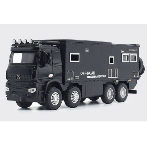 Camion Militar de Jucarie, Motocicleta Detasabila, Realizat din Metal, 8 Roti, Sunete si lumini, Usi mobile, Pull-back, Diferite functii, Camion Armata, 25 cm, Negru [6]