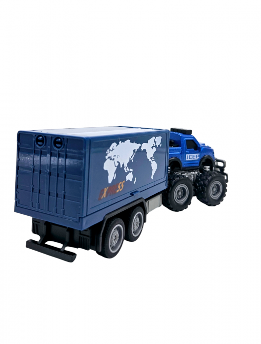 Jeep Metalic off-road cu Remorca Cargo, Functie Pull-Back, Albastru, 20cm, +3 ani, ERGINO® [7]
