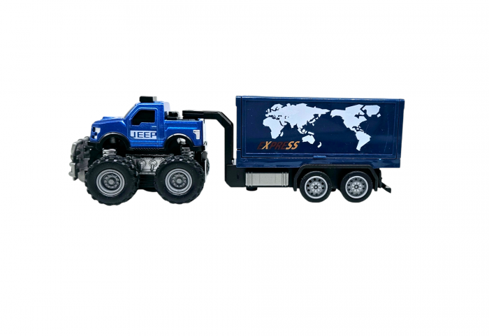 Jeep Metalic off-road cu Remorca Cargo, Functie Pull-Back, Albastru, 20cm, +3 ani, ERGINO® [6]