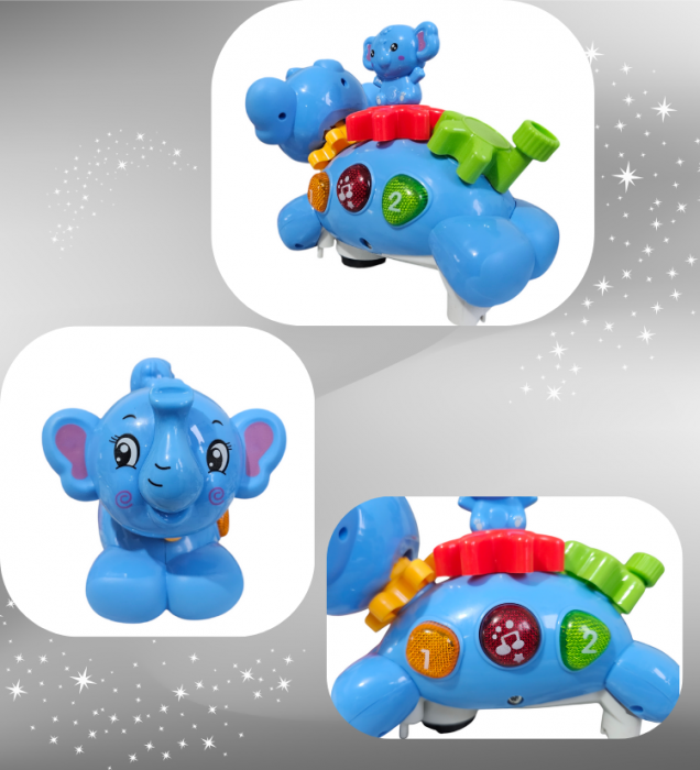 Jucărie Interactivă Muzicală Elefant cu Lumini și Sunete - Rotire 180° [7]