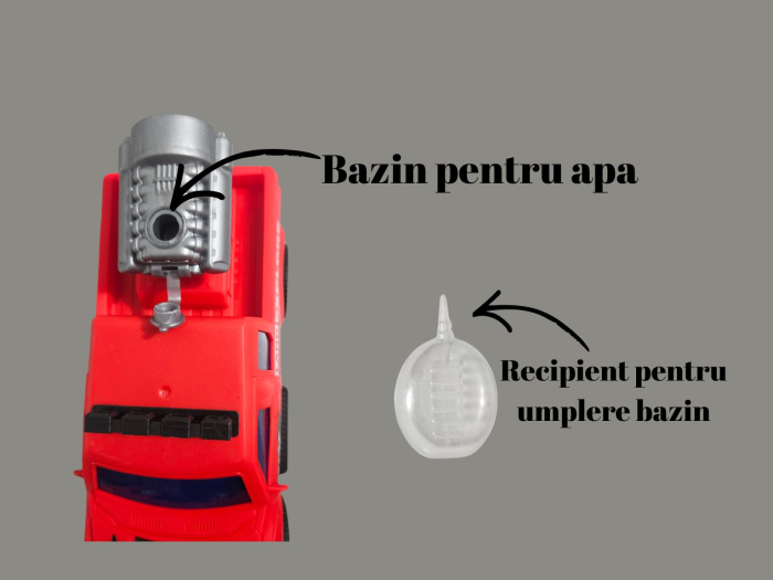 Masina de Jucarie cu Lumini, Sunete si Efect Abur, Sistem Rotativ 360°, Jucarie Interactiva pentru Copii, Baterii incluse,  ERGINO®, Baterii incluse, Plastic, 22cm, Rosu [3]