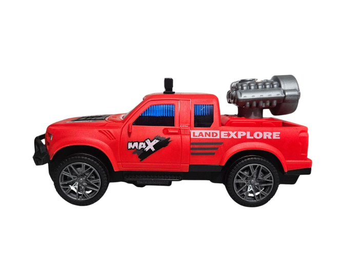 Masina de Jucarie cu Lumini, Sunete si Efect Abur, Sistem Rotativ 360°, Jucarie Interactiva pentru Copii, Baterii incluse,  ERGINO®, Baterii incluse, Plastic, 22cm, Rosu [6]