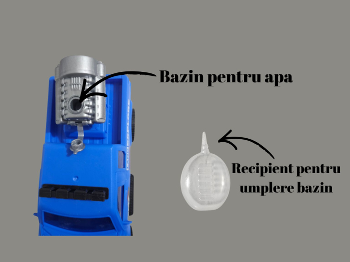 Masina de Jucarie cu Lumini, Sunete si Efect Abur, Sistem Rotativ 360°, Jucarie Interactiva pentru Copii, ERGINO®, Baterii incluse, Plastic, 22cm, Albastru [4]