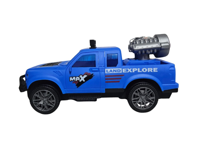 Masina de Jucarie cu Lumini, Sunete si Efect Abur, Sistem Rotativ 360°, Jucarie Interactiva pentru Copii, ERGINO®, Baterii incluse, Plastic, 22cm, Albastru [3]