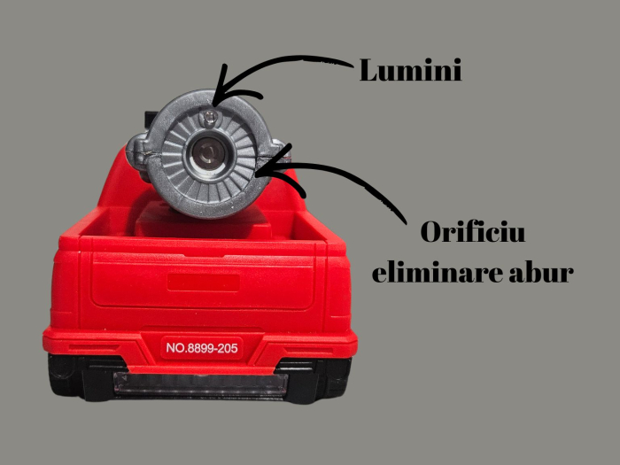 Masina de Jucarie cu Lumini, Sunete si Efect Abur, Sistem Rotativ 360°, Jucarie Interactiva pentru Copii, Baterii incluse,  ERGINO®, Baterii incluse, Plastic, 22cm, Rosu [4]