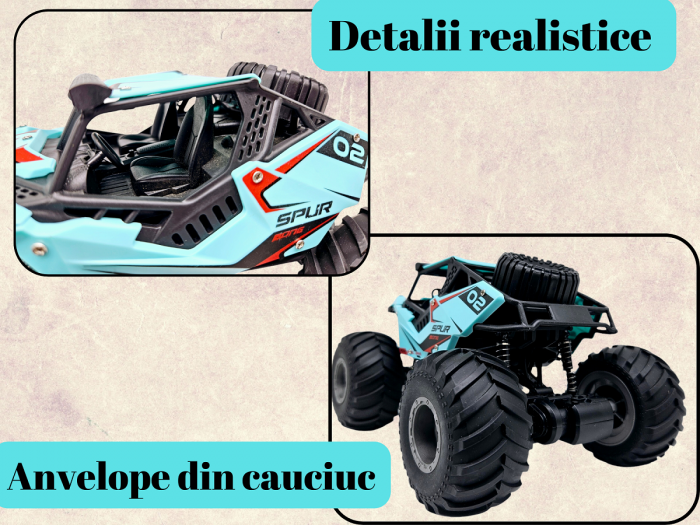 Mașinuță cu Telecomandă 4x4 Off-Road - Suspensii Puternice, Baterie Reîncărcabilă [4]