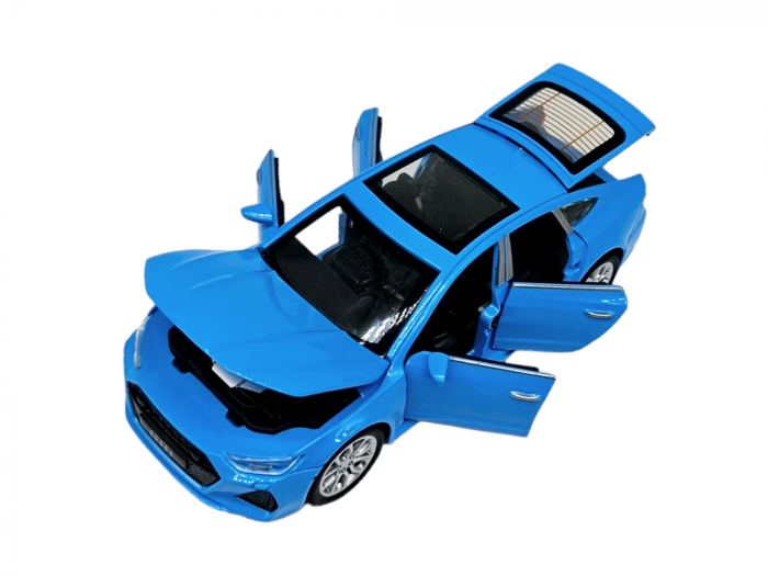 Masina metalica Audi A7,  Sunete si lumini, usi capota si portbagaj care se deschid, Baterii incluse, 16cm, Albastru, Scara 1:32, Replica [4]