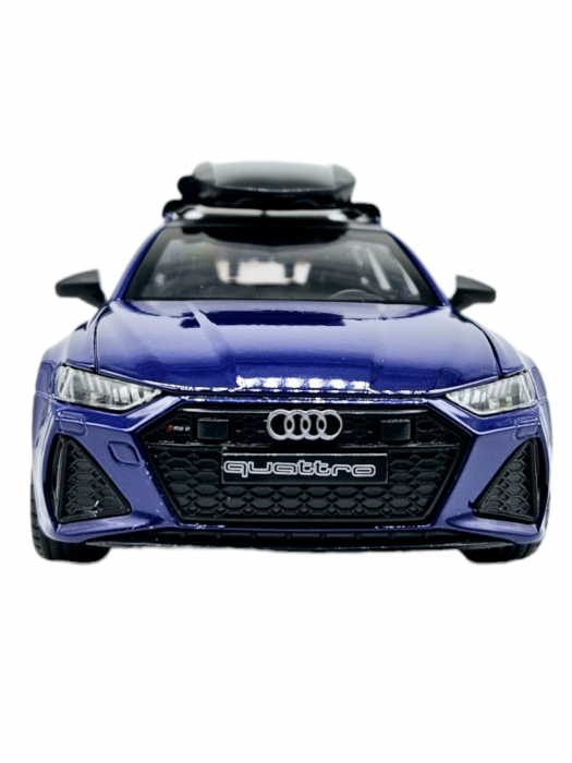 Masina metalica Audi RS7 cu portbagaj mobil, Sunete realistice, Farurile si stopurile lumineaza, Usile, capota si portbagajul se deschid, Baterii incluse,  21cm, Albastru,replica [7]