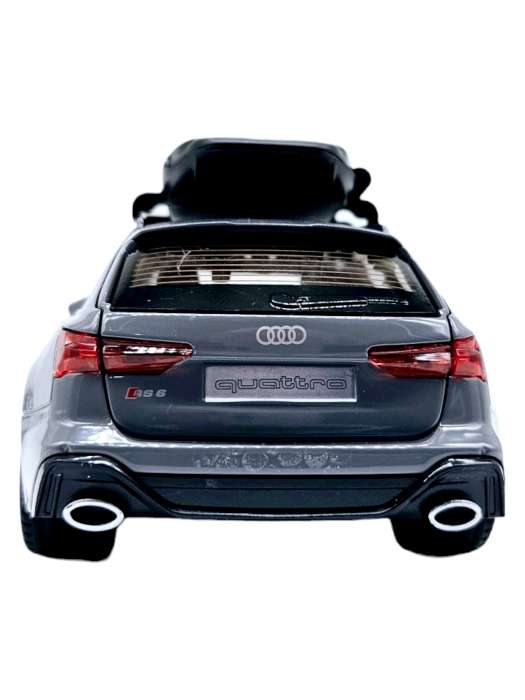 Masina metalica Audi RS7 cu portbagaj mobil, Sunete realistice, Farurile si stopurile lumineaza, Usile, capota si portbagajul se deschid, Baterii incluse,  21cm, Gri, Replica [10]
