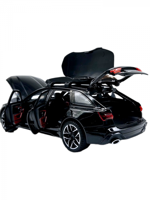 Masina metalica Audi RS7 cu portbagaj mobil, Sunete realistice, Farurile si stopurile lumineaza, Usile, capota si portbagajul se deschid, Baterii incluse,  21cm, Negru, Replica [11]