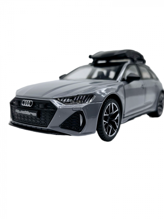 Masina metalica Audi RS7 cu portbagaj mobil, Sunete realistice, Farurile si stopurile lumineaza, Usile, capota si portbagajul se deschid, Baterii incluse,  21cm, Gri, Replica [6]