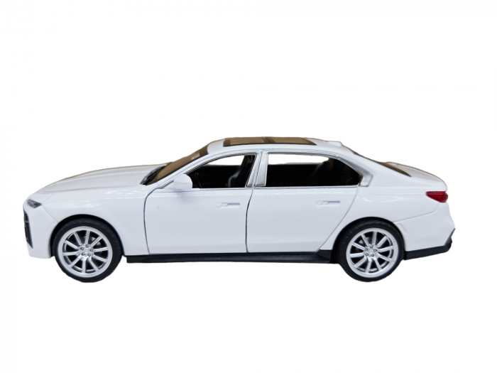 Masina metalica BMW 760, cu sunete si lumini, usi capota si portbagaj care se deschid, 16cm, Alb, Scara 1:32, Replica [7]