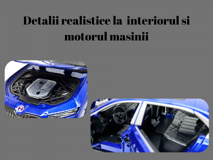 Masina metalica BMW 760, cu sunete si lumini, usi capota si portbagaj care se deschid, 16cm, Albastru, Scara 1:32, Replica [3]