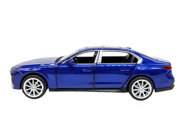Masina metalica BMW 760, cu sunete si lumini, usi capota si portbagaj care se deschid, 16cm, Albastru, Scara 1:32, Replica [6]