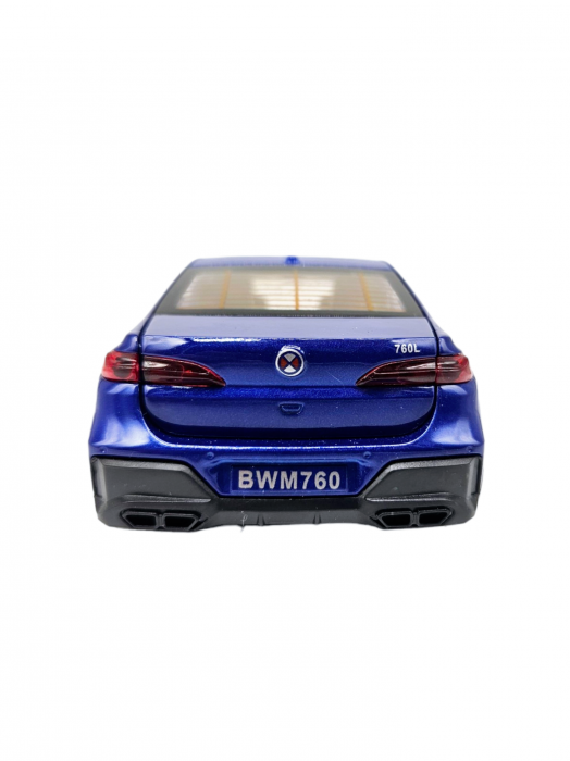 Masina metalica BMW 760, cu sunete si lumini, usi capota si portbagaj care se deschid, 16cm, Albastru, Scara 1:32, Replica [7]