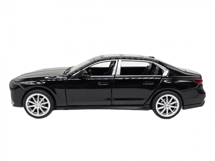 Masina metalica BMW 760, cu sunete si lumini, usi capota si portbagaj care se deschid, 16cm, Negru, Scara 1:32, Replica [8]