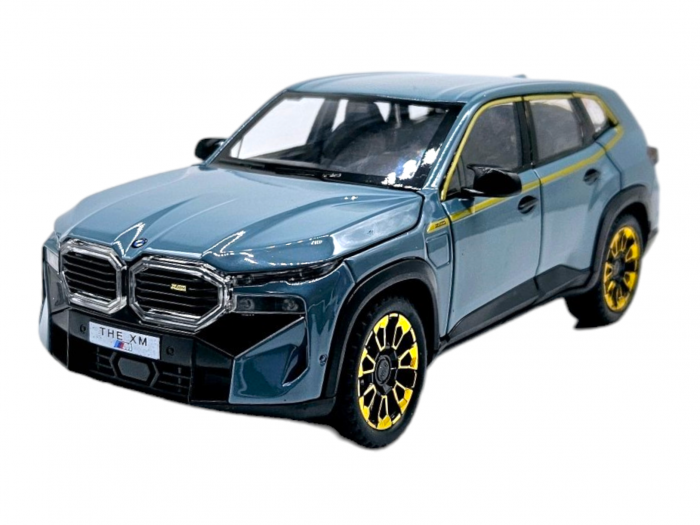 Masina metalica BMW XM cu efecte de fum, Sunete realistice, Farurile si stopurile lumineaza, Capota, portbagajul si cele 4 usi se deschid, Baterii incluse, 21cm, Albastru, Replica [8]