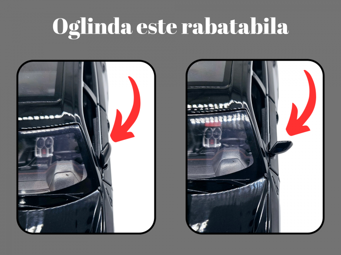 Masina metalica Lamborghini Urus cu efecte de fum, Sunete realistice, Farurile si stopurile lumineaza, Claxoneaza, Capota, portbagajul si cele 4 usi se deschid, Baterii incluse, 21cm, Negru, Replica [3]