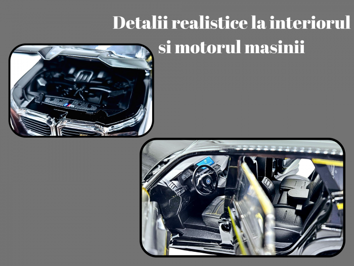 Masina metalica BMW XM cu efecte de fum, Sunete realistice, Farurile si stopurile lumineaza, Capota, portbagajul si cele 4 usi se deschid, Baterii incluse, 21cm, Negru, Replica [4]
