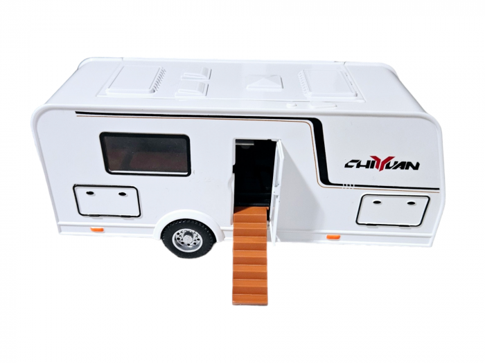 Masina metalica jeep Mercedes G Class cu rulota, Usile, capota si portbagajul se deschid, Sunete si lumini, 34 cm, Negru, Scara 1:32, Replica [7]