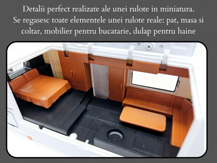 Masina metalica jeep tip Rolls Royce cu rulota, Usile, capota si portbagajul se deschid, Sunete si lumini, 34 cm, GRI, Scara 1:32 [3]