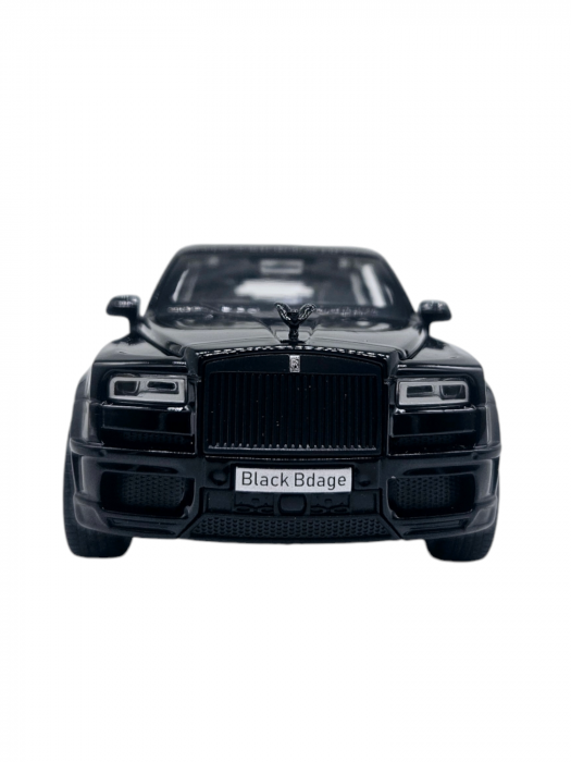 Masina metalica jeep tip Rolls Royce cu rulota, Usile, capota si portbagajul se deschid, Sunete si lumini, 34 cm, Negru, Scara 1:32 [12]