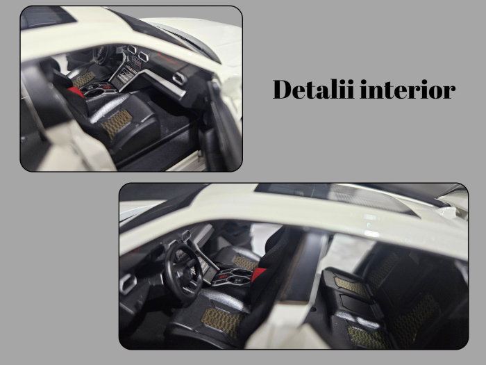 Masina metalica Lamborghini Urus, efecte fum, Sunete realistice, Farurile si stopurile lumineaza, Capota, portbagajul si cele 4 usi se deschid, Baterii incluse, 21cm, Alb, Replica [3]