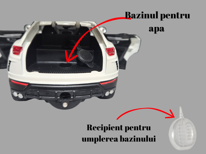 Masina metalica Lamborghini Urus, efecte fum, Sunete realistice, Farurile si stopurile lumineaza, Capota, portbagajul si cele 4 usi se deschid, Baterii incluse, 21cm, Alb, Replica [7]
