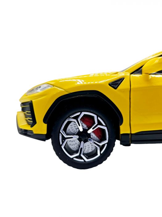 Masina metalica Lamborghini Urus, efecte fum, Sunete realistice, Farurile si stopurile lumineaza, Capota, portbagajul si cele 4 usi se deschid, Baterii incluse, 21cm, Galben, Replica [9]