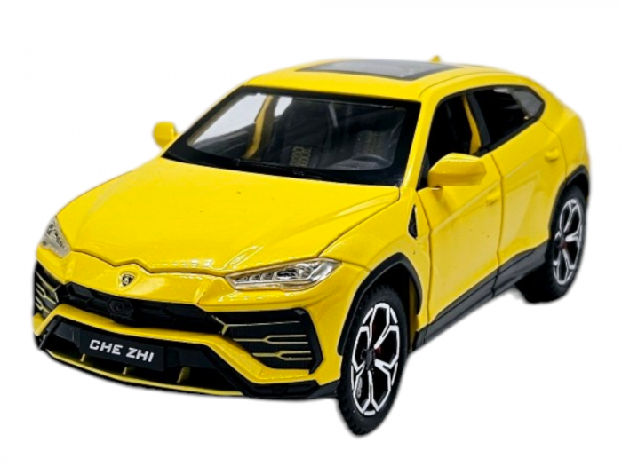 Masina metalica Lamborghini Urus, efecte fum, Sunete realistice, Farurile si stopurile lumineaza, Capota, portbagajul si cele 4 usi se deschid, Baterii incluse, 21cm, Galben, Replica [10]