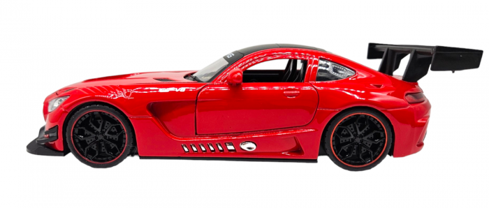 Masina metalica Mercedes AMG GT-R, cu sunete realistice, farurile si stopurile lumineaza, usile, capota si portbagaj se deschid, baterii incluse, 20cm, Rosu, Replica [7]
