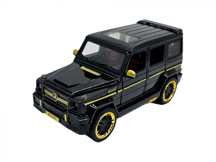 Masina metalica tip jeep Mercedes G-Class G65, 3 sunete realistice, Farurile lumineaza, Usile, capota si portbagajul se deschid, Baterii incluse, 21cm, Negru [8]